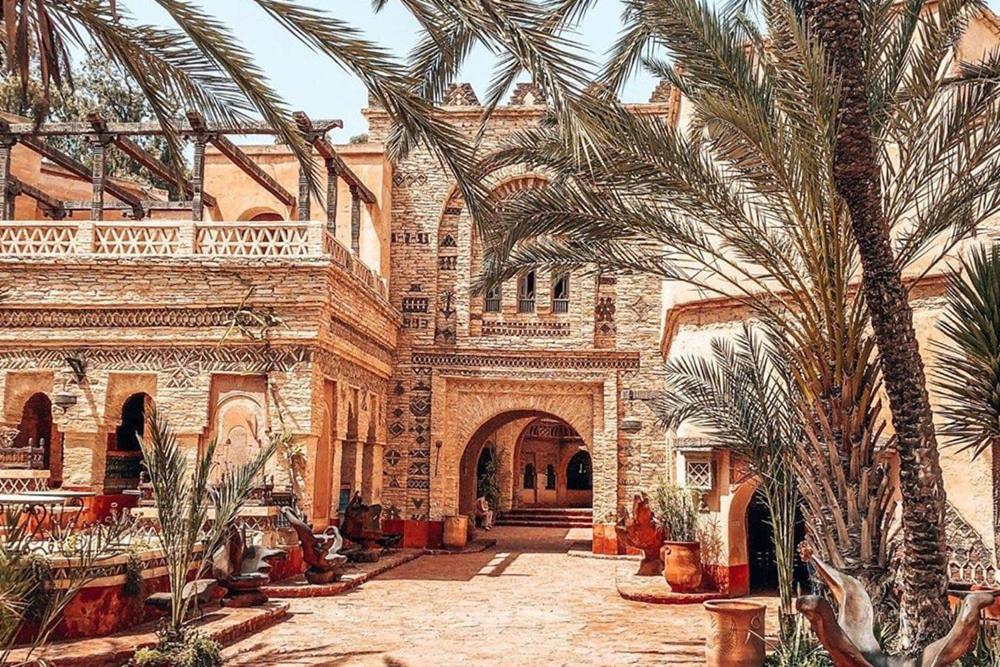 Beautiful collage of Agadir Morocco attractions including beach, desert, and cultural experiences