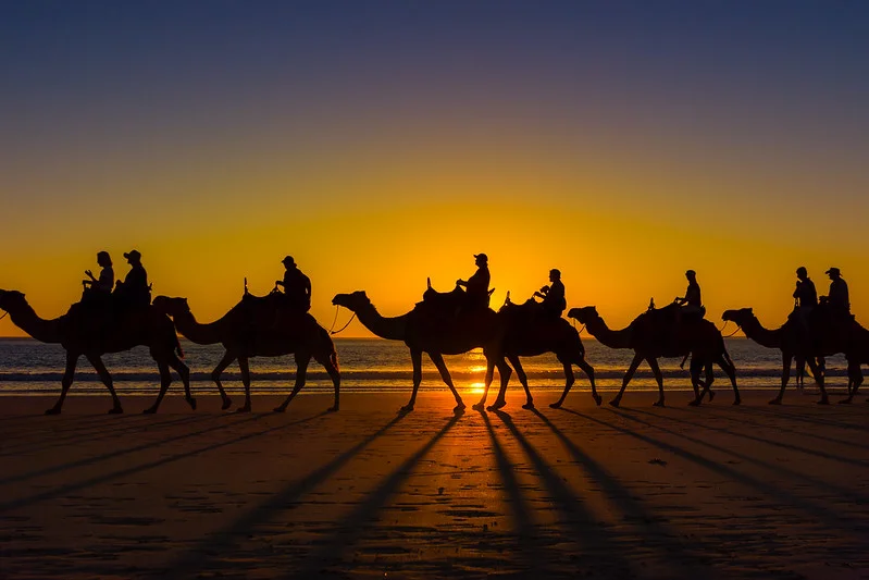 Sunset camel ride on Agadir beach