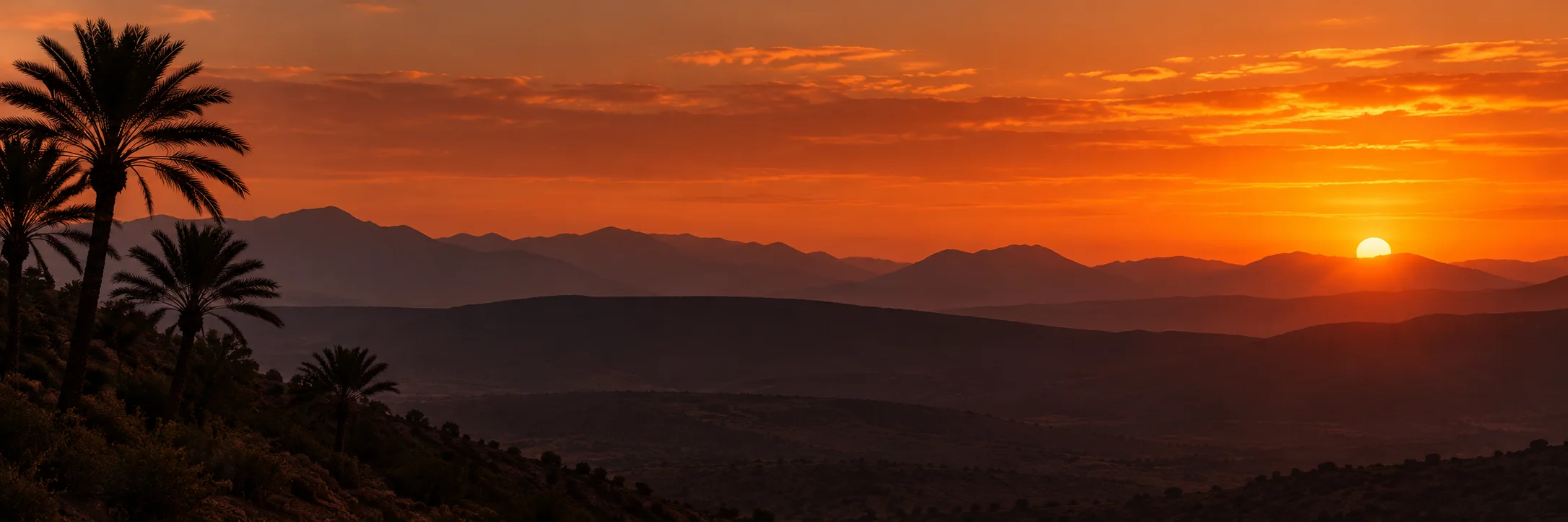 Sunset over Agadir and the mountains